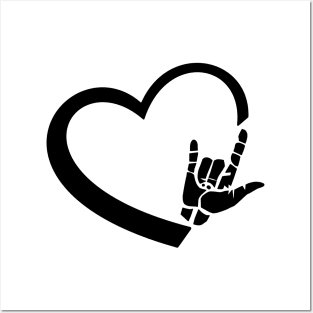 ASL Deaf Pride Interpreter Sign Language ILY Heart Love CODA T-Shirt Posters and Art